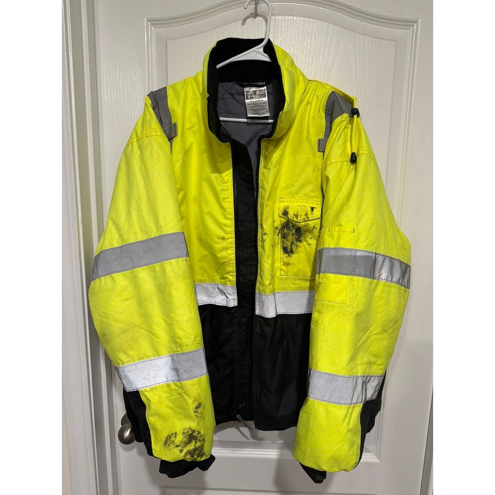 Be Tenacious Hi-Vis Quilted Bomber Jacket ANSI Class 3 Neon Yellow Black 2XL